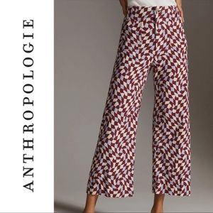 Maeve Red and White Geometric Pants